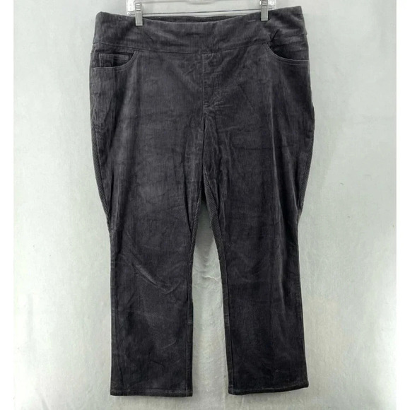 D&Co. Pants Women's Sz 18W Gray Skinny Stretch Corduroy 5-Pockets Pullover - Picture 1 of 12